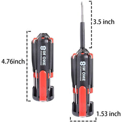 Compact 8 In 1 Multi Screwdriver Tool Set With 6 LED Torch
